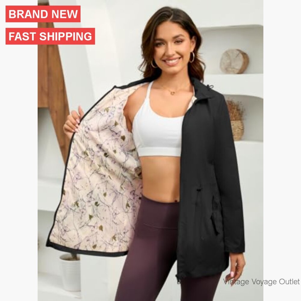 Long Lightweight Waterproof Rain Jacket Hooded Wi… - image 4